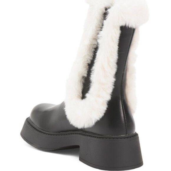 Azalea Wang Heartthrob Cozy Chelsea Boots Faux Fur Mid Calf Size 7 - Picture 3 of 3